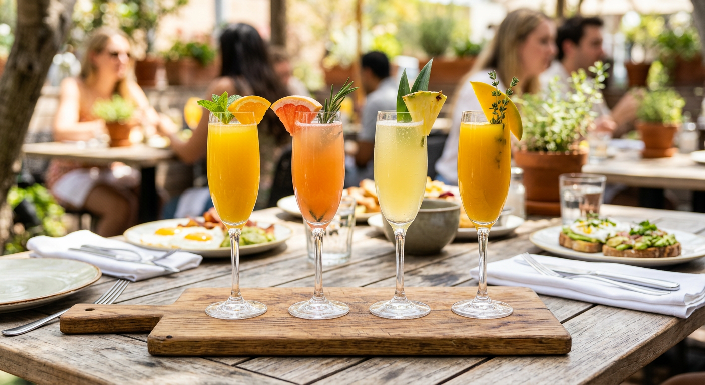 Mimosa flight with fresh juices